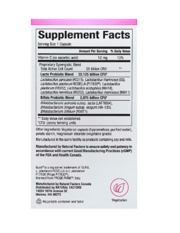 Natural Factors, Ultimate Probiotic Women's Every Day, 25 Billion , 30 Vegetarian Capsules