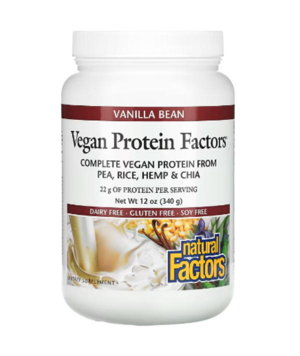 Natural Factors, Vegan Protein Factors, Vanilla Bean, 12 oz (340 g)