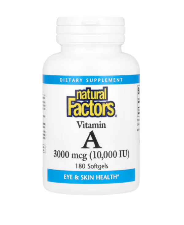 Natural Factors, Vitamin A, 3,000 mcg (10,000 IU), 180 Softgels