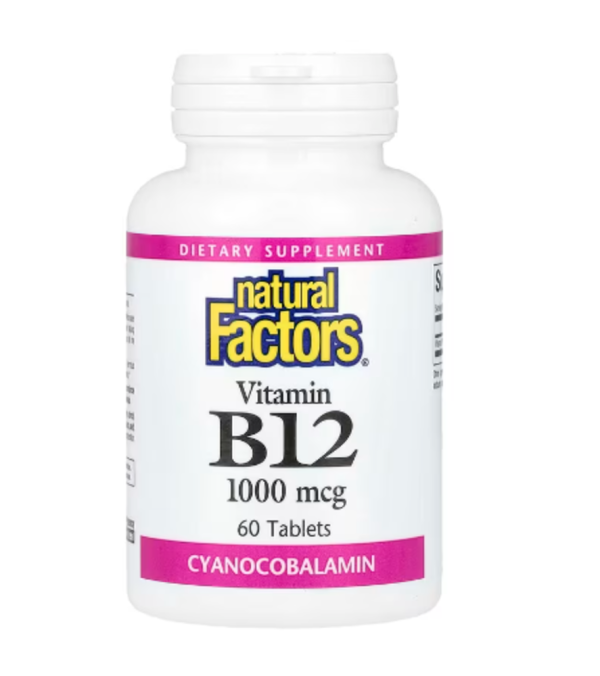 Natural Factors, Vitamin B12, 1,000 mcg, 60 Tablets