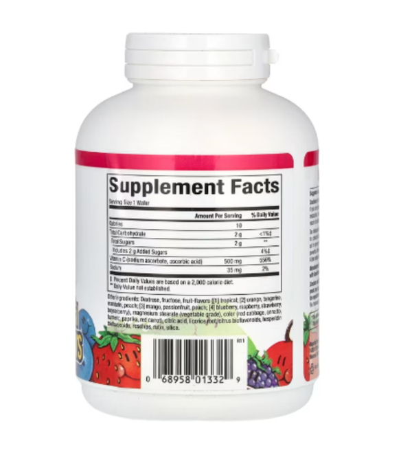 Natural Factors, Vitamin C, Fruit-Flavor Chew, Four Mixed Fruit, 500 mg, 90 Chewable Wafers