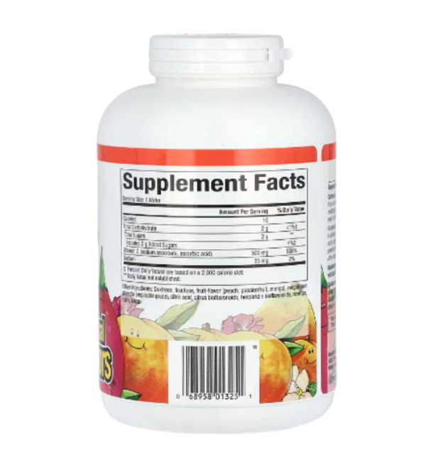 Natural Factors, Vitamin C, Fruit-Flavor Chew, Peach, Passionfruit and Mango, 500 mg, 180 Chewable Wafers
