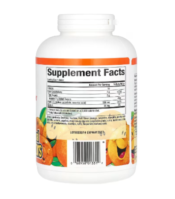 Natural Factors, Vitamin C Fruit-Flavor Chew, Tangy Orange, 500 mg, 180 Chewable Wafers