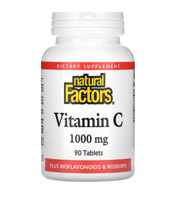 Natural Factors, Vitamin C, Plus Bioflavonoids & Rosehips, 1,000 mg, 90 Tablets