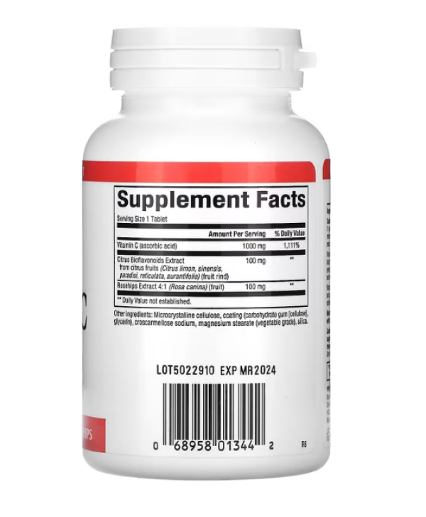Natural Factors, Vitamin C, Plus Bioflavonoids & Rosehips, 1,000 mg, 90 Tablets