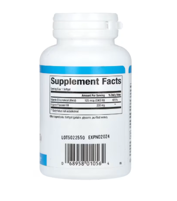 Natural Factors, Vitamin D3, 125 mcg (5,000 IU), 120 Softgels