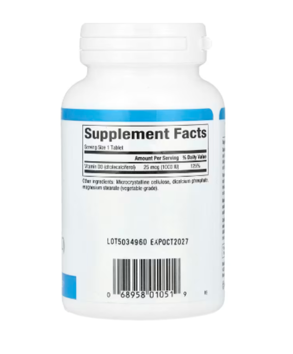 Natural Factors, Vitamin D3, 25 mcg (1,000 IU), 180 Tablets