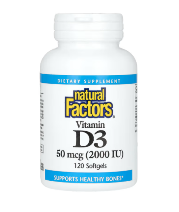 Natural Factors, Vitamin D3, 50 mcg (2,000 IU), 120 Softgels