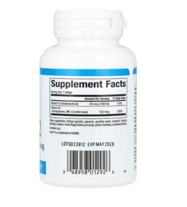 Natural Factors, Vitamin D3 & K2, 60 Softgels