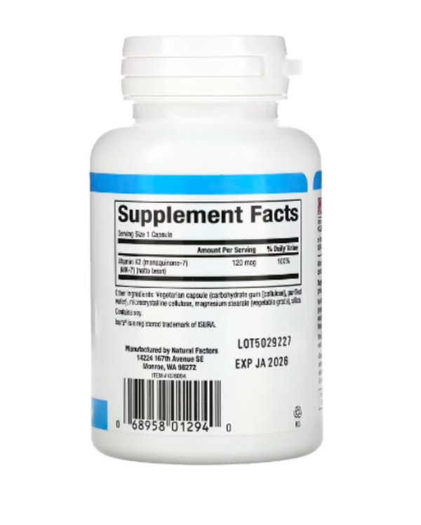 Natural Factors, Vitamin K2, 120 mcg, 60 Vegetarian Capsules