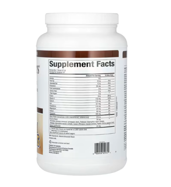 Natural Factors, Whey Factors, Grass Fed Whey Protein, Natural Double Chocolate, 2 lb (907 g)