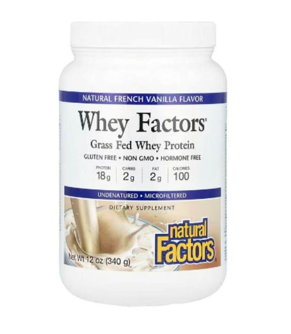 Natural Factors, Whey Factors, Grass Fed Whey Protein, Natural French Vanilla, 12 oz (340 g)