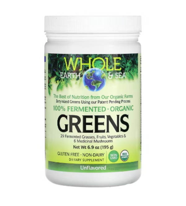 Natural Factors, Whole Earth & Sea, Greens, Unflavored, 6.9 oz (195 g)