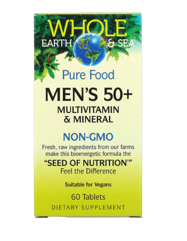 Natural Factors, Whole Earth & Sea, Men's 50+ Multivitamin & Mineral, 60 Tablets