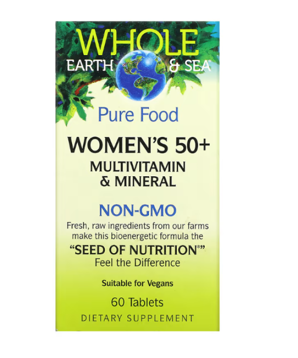 Natural Factors, Whole Earth & Sea, Women's 50+ Multivitamin & Mineral, 60 Tablets