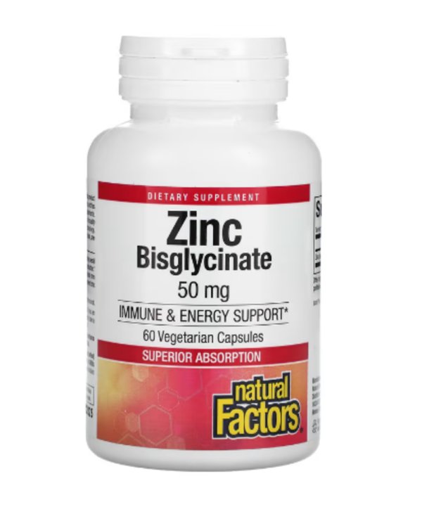 Natural Factors, Zinc Bisglycinate, 50 mg, 60 Vegetarian Capsules
