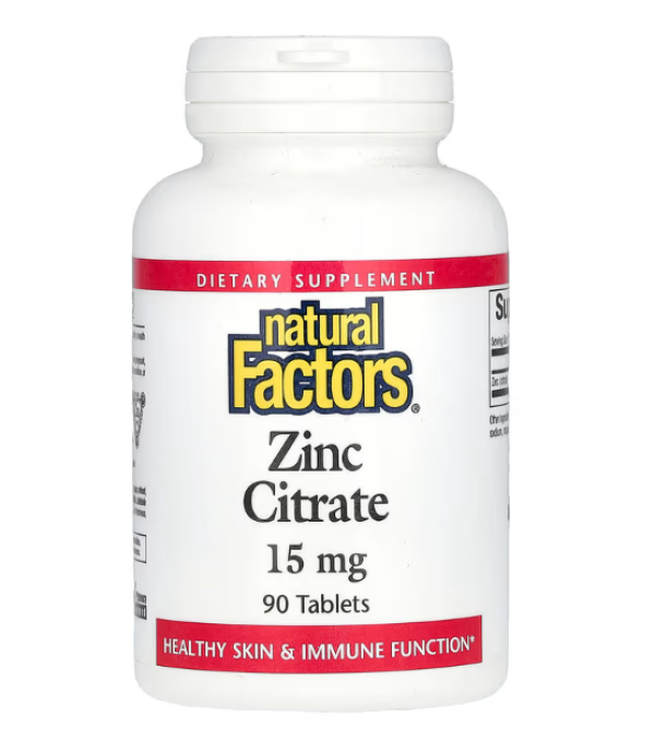 Natural Factors, Zinc Citrate, 15 mg, 90 Tablets