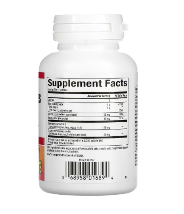 Natural Factors, Zinc Lonzenges, With Elderberry, Echinacea & Vitamin C, Cherry, 60 Lozenges