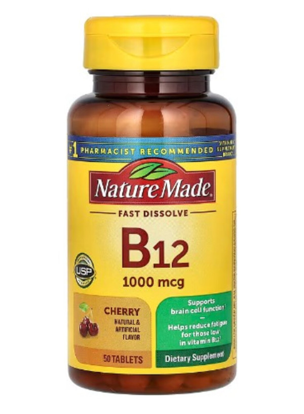 Nature Made, B-12 Sublingual, Cherry, 1,000 mcg, 50 Micro -Lozenges