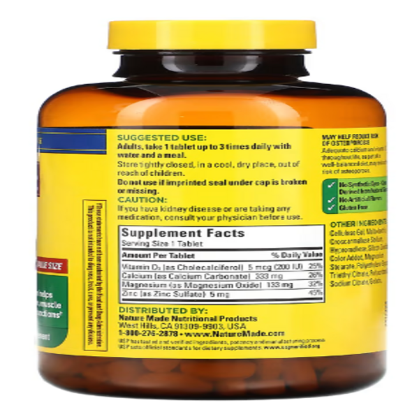 Nature Made, Calcium Magnesium Zinc with Vitamin D3, 300 Tablets