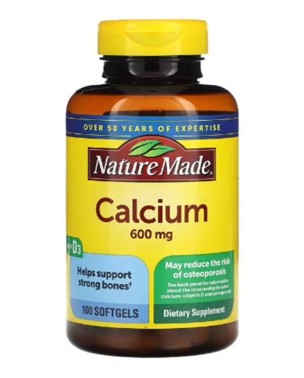 Nature Made, Calcium with Vitamin D3, 600 mg, 100 Softgels