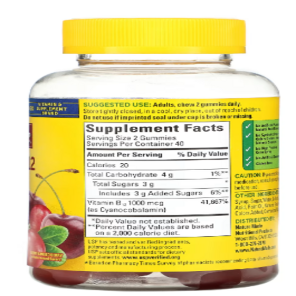 Nature Made, Energy B12 Gummies, Cherry & Mixed Berry, 1,000 mcg, 80 Gummies