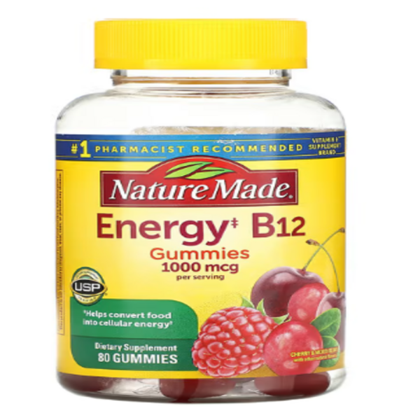 Nature Made, Energy B12 Gummies, Cherry & Mixed Berry, 1,000 mcg, 80 Gummies