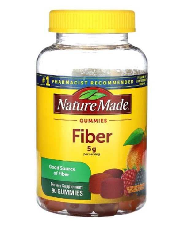 Nature Made, Fiber Gummies, Orange & Mixed Berry, 5 g, 90 Gummies (1.5 g per Gummy)