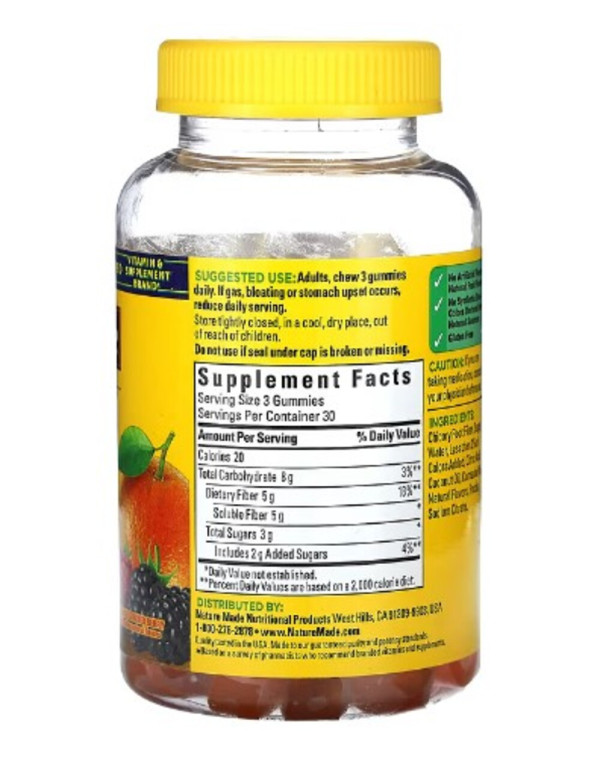Nature Made, Fiber Gummies, Orange & Mixed Berry, 5 g, 90 Gummies (1.5 g per Gummy)