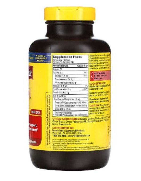 Nature Made, Fish Oil, Burp-Less, 1200 mg, 200 Liquid Softgels