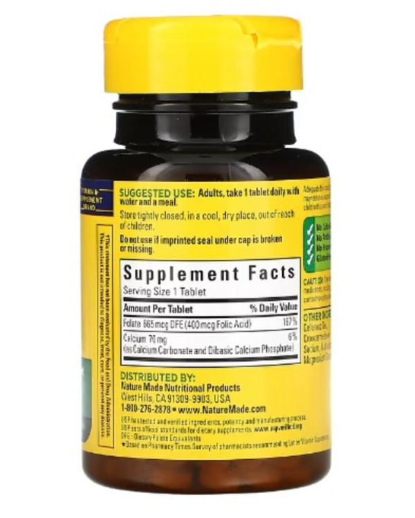 Nature Made, Folic Acid, 400 mcg, 250 Tablets