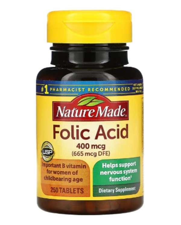 Nature Made, Folic Acid, 400 mcg, 250 Tablets