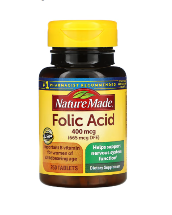 Nature Made, Folic Acid, 400 mcg, 250 Tablets, Near EXP-Jun-2025