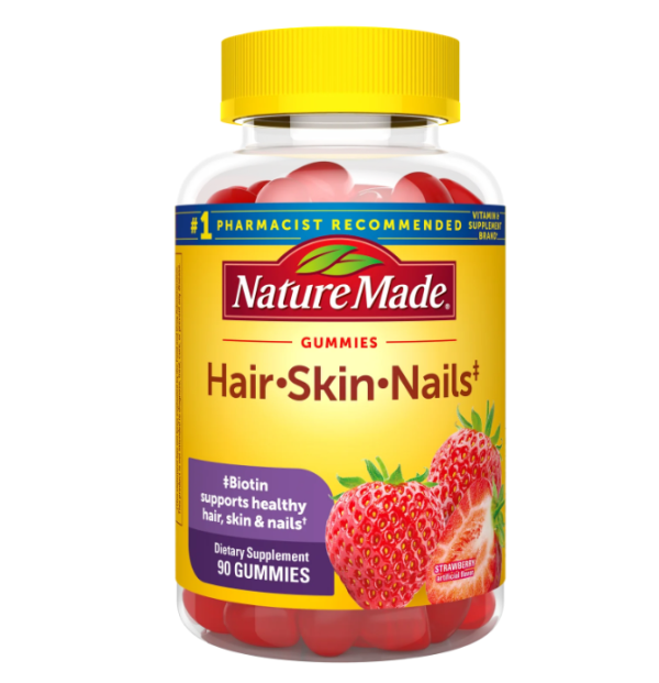 Nature Made, Hair, Skin, Nails Gummies, Mixed Berry, Cranberry & Blueberry, 90 Gummies