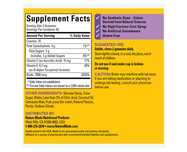 Nature Made, Hair, Skin, Nails Gummies, Mixed Berry, Cranberry & Blueberry, 90 Gummies