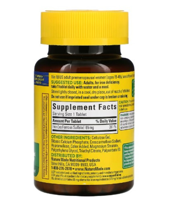 Nature Made, Iron, 65 mg, 180 Tablets