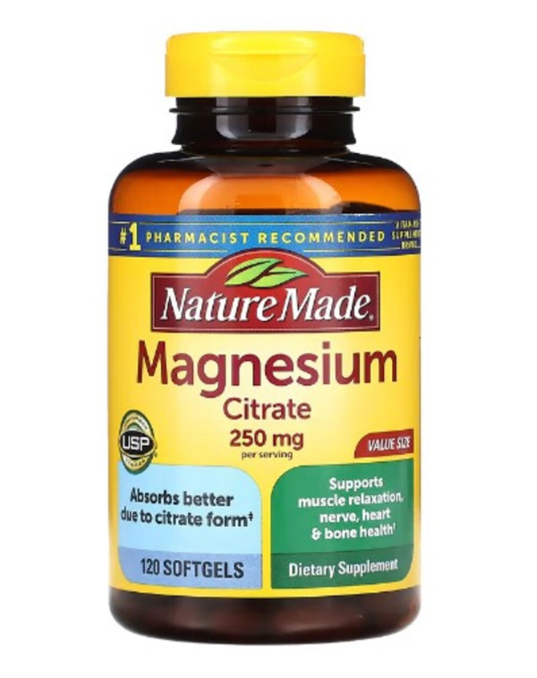 Nature Made, Magnesium Citrate, 250 mg, 120 Softgels (125 mg per Softgel)