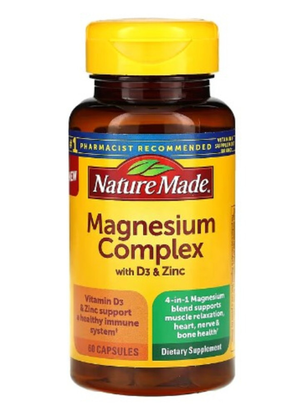 Nature Made, Magnesium Complex with D3 & Zinc, 60 Capsules