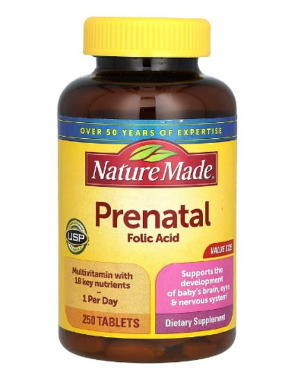 Nature Made, Prenatal Folic Acid, 250 Tablets