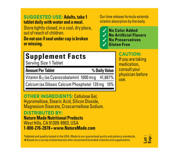 Nature Made Vitamin B-12 Timed Release -1000 mcg - 75 Tablets