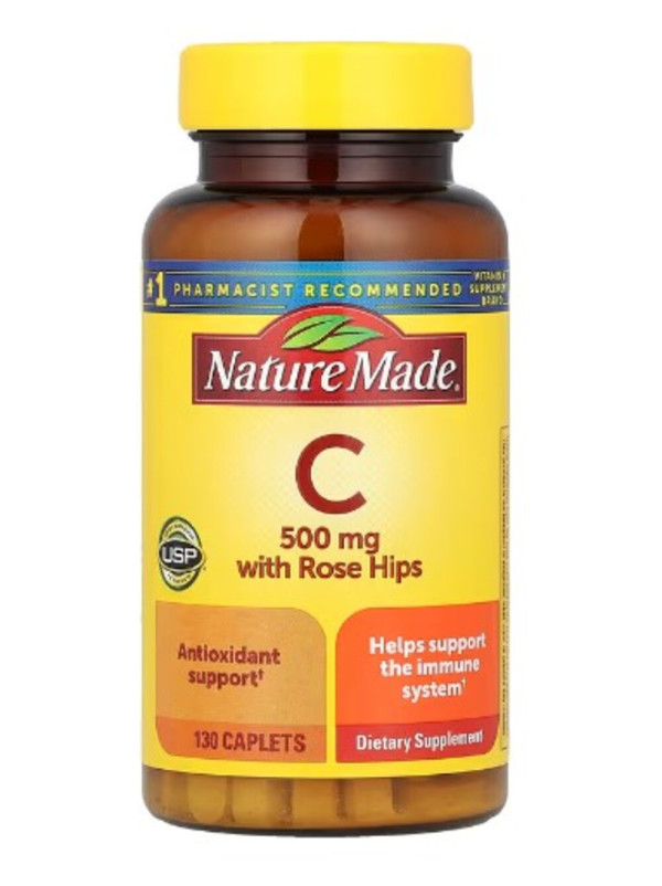 Nature Made, Vitamin C with Rose Hips, 500 mg, 130 Caplets