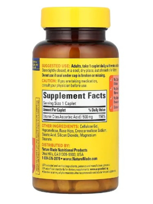 Nature Made, Vitamin C with Rose Hips, 500 mg, 130 Caplets