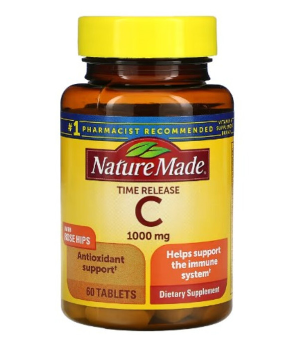 Nature Made, Vitamin C with Rose Hips, Time Release, 1,000 mg, 60 Tablets