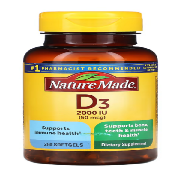 Nature Made, Vitamin D3, 2000 IU (50 mcg), 250 Softgels