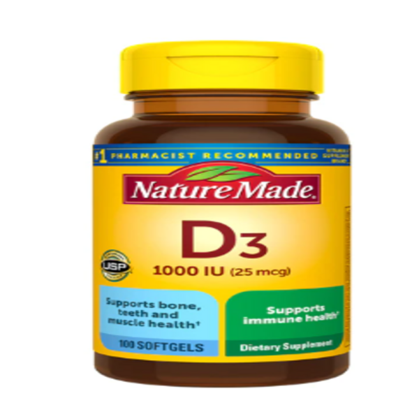 Nature Made, Vitamin D3, 25 mcg, 100 Softgels