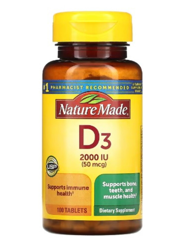 Nature Made, Vitamin D3, 50 mcg, 100 Tablets