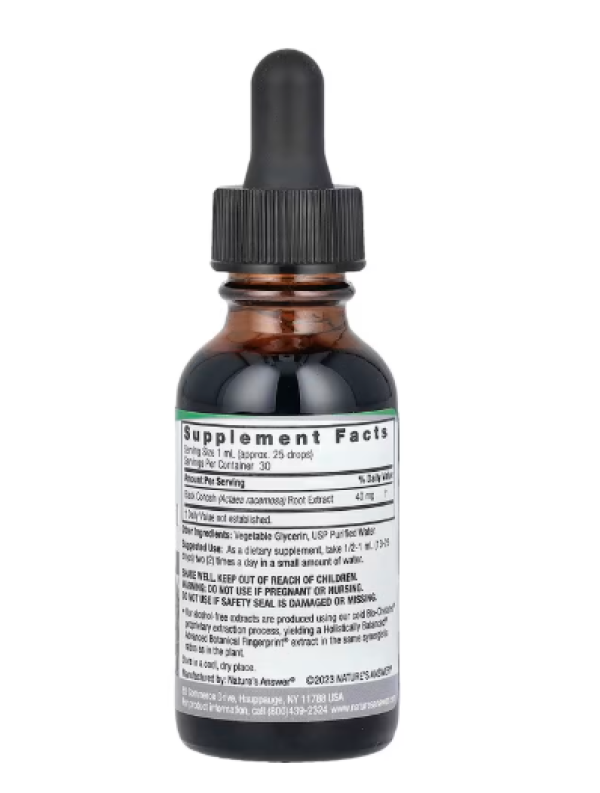 Nature's Answer, Black Cohosh Extract, Alcohol-Free, 40 mg, 1 fl oz (30 ml)