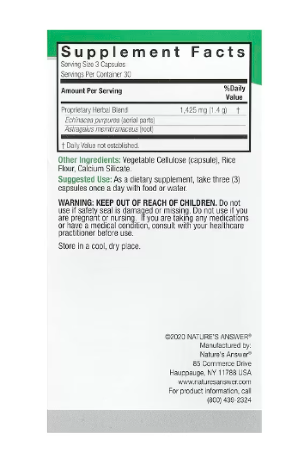Nature's Answer, Echinacea & Astragalus, 90 Vegetarian Capsules