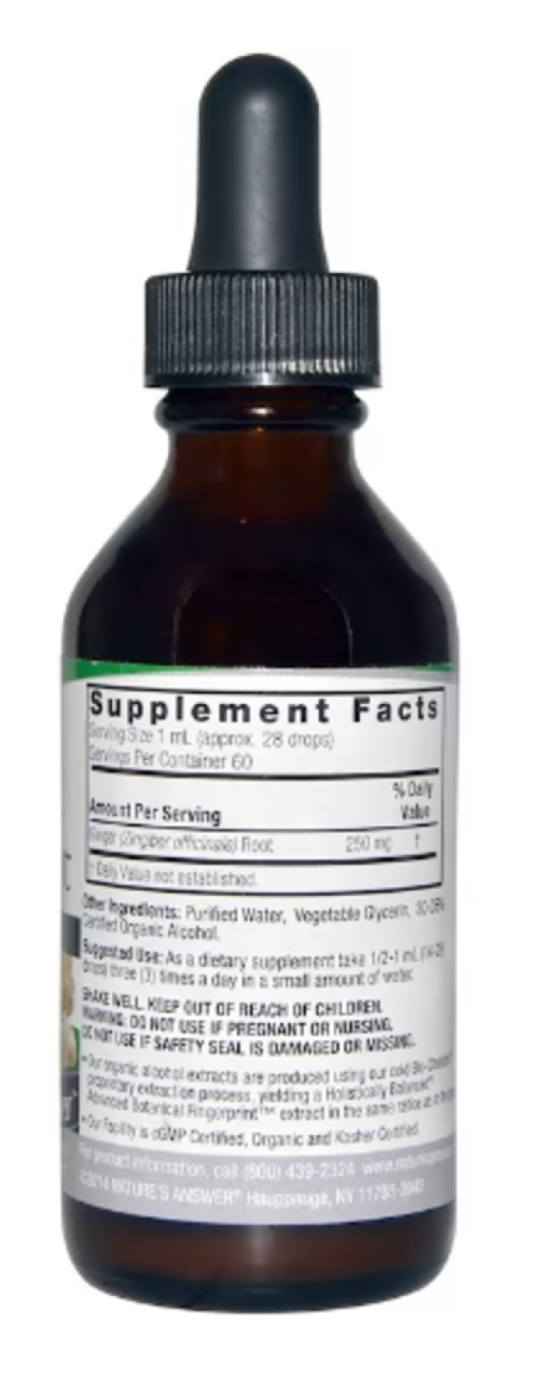 Nature's Answer, Ginger Root, Low Organic Alcohol, 250 mg, 2 fl oz (60 ml)