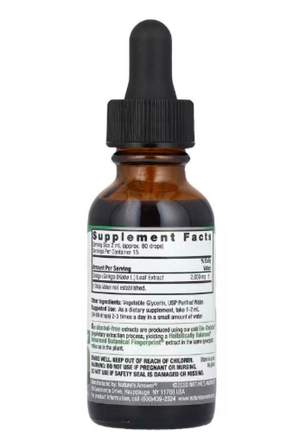 Nature's Answer, Ginkgo Leaf Fluid Extract, Alcohol-Free, 2,000 mg, 1 fl oz (30 mL)
